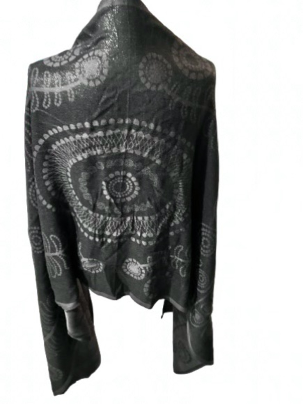 Metallic Shimmery Floral Mandala Scarf Gray Silver CANDOR Wrap Pashmina Shawl